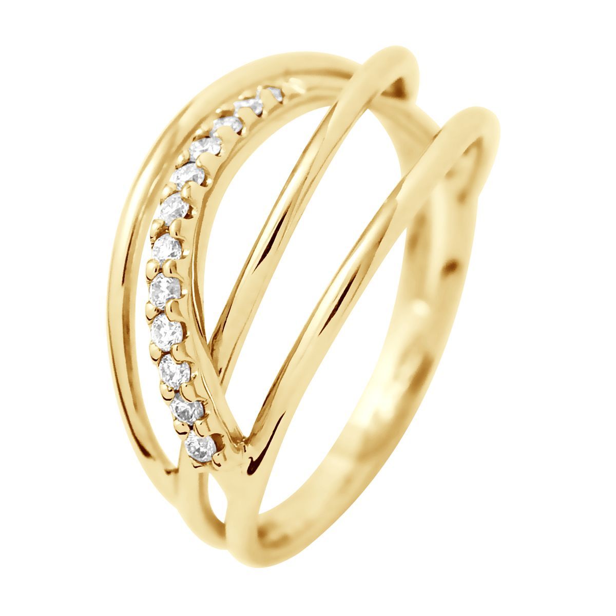 Eleganter Crossover-Ring mit Diamant-Pavé