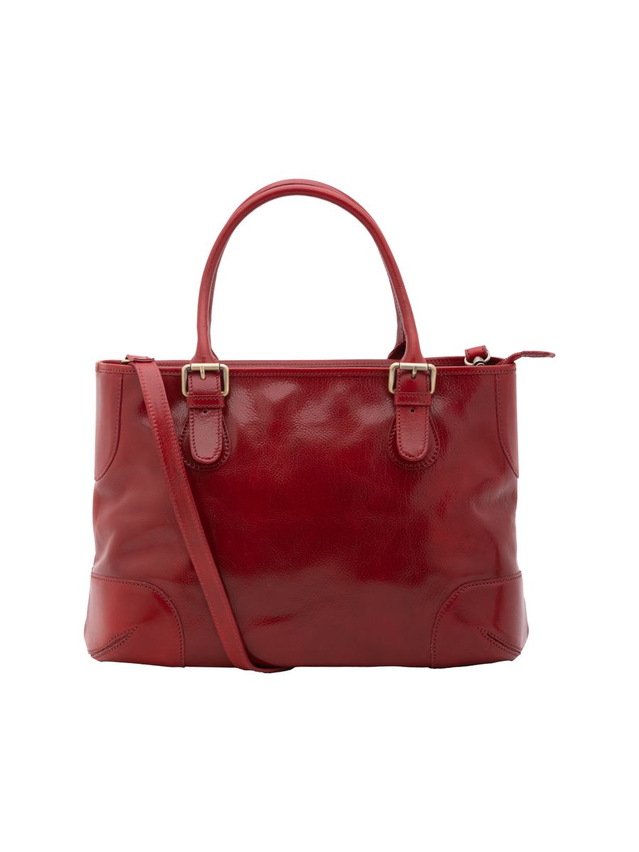 Klassische Leder-Shopper mit abnehmbarem Gurt