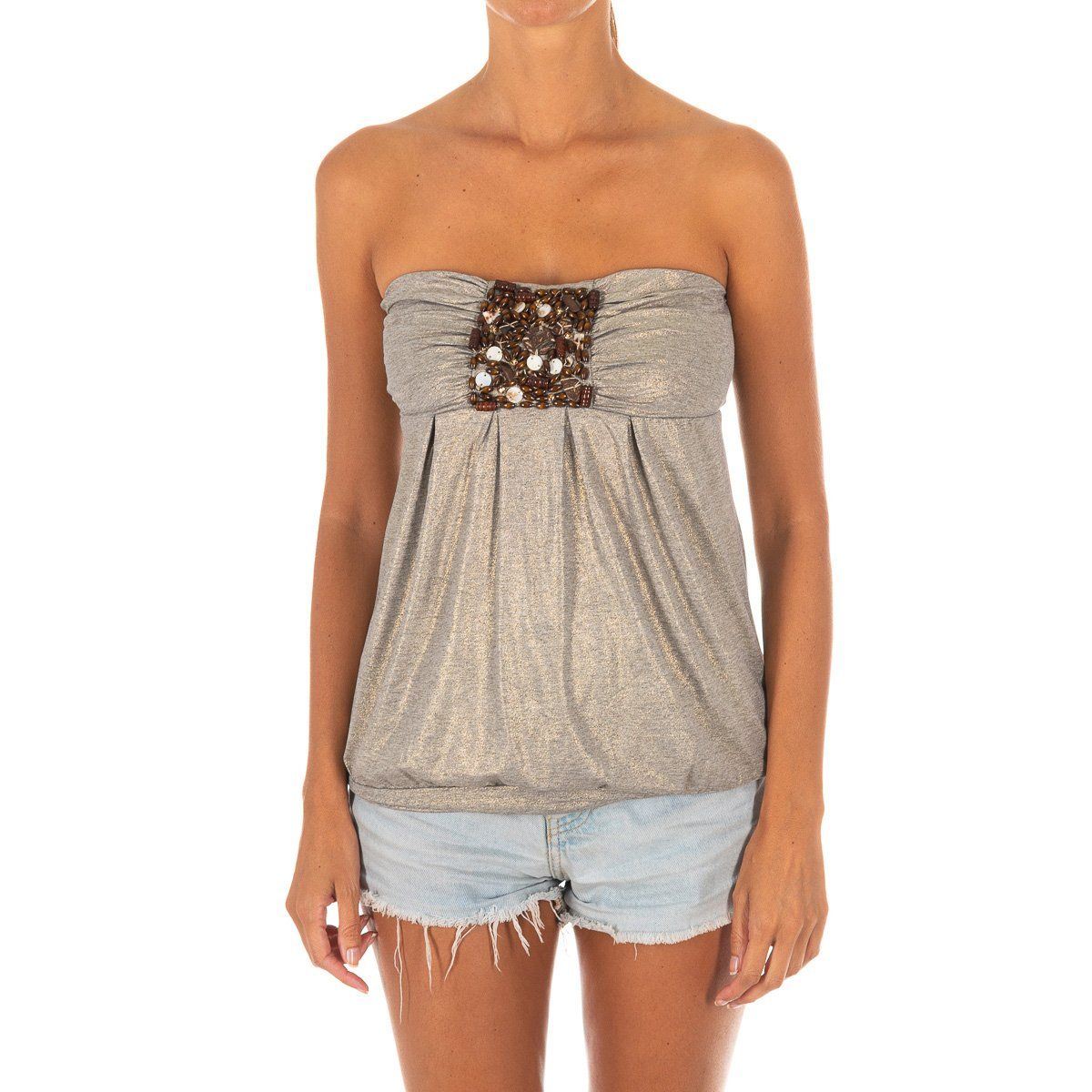 Verziertes schulterfreies Bandeau-Top