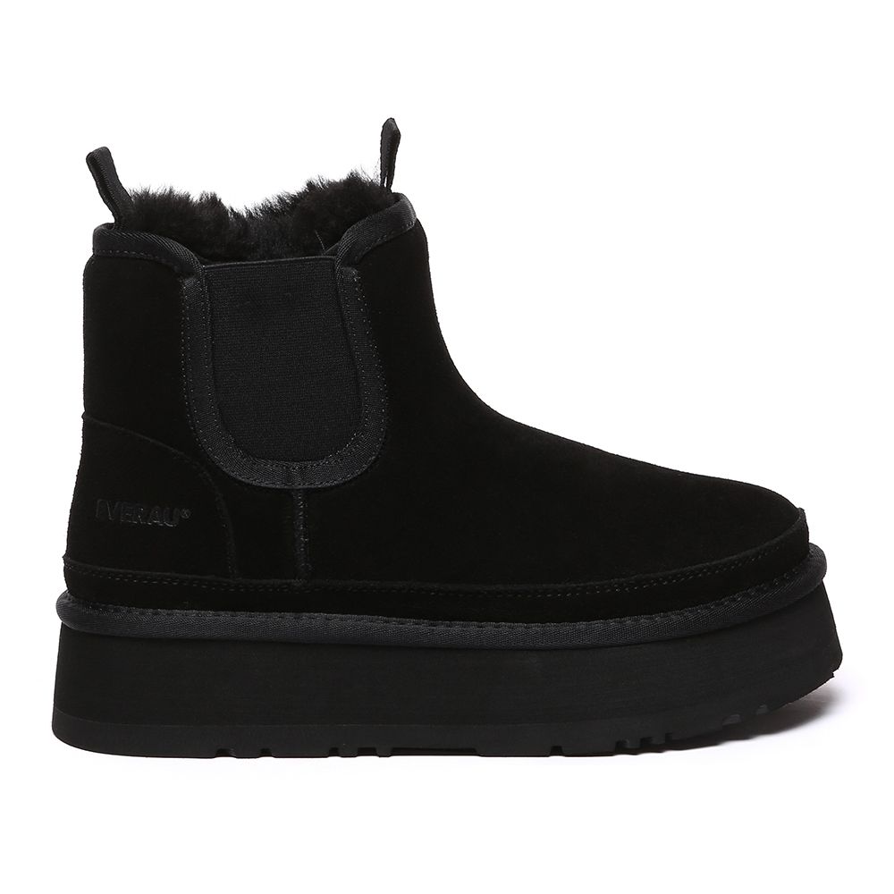 Plateau-Chelsea-Boots mit Wollfutter