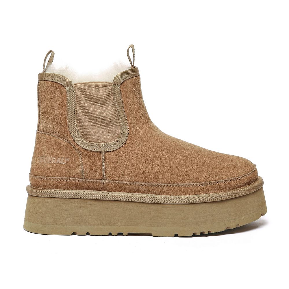 Plateau-Chelsea-Boots mit Wollfutter