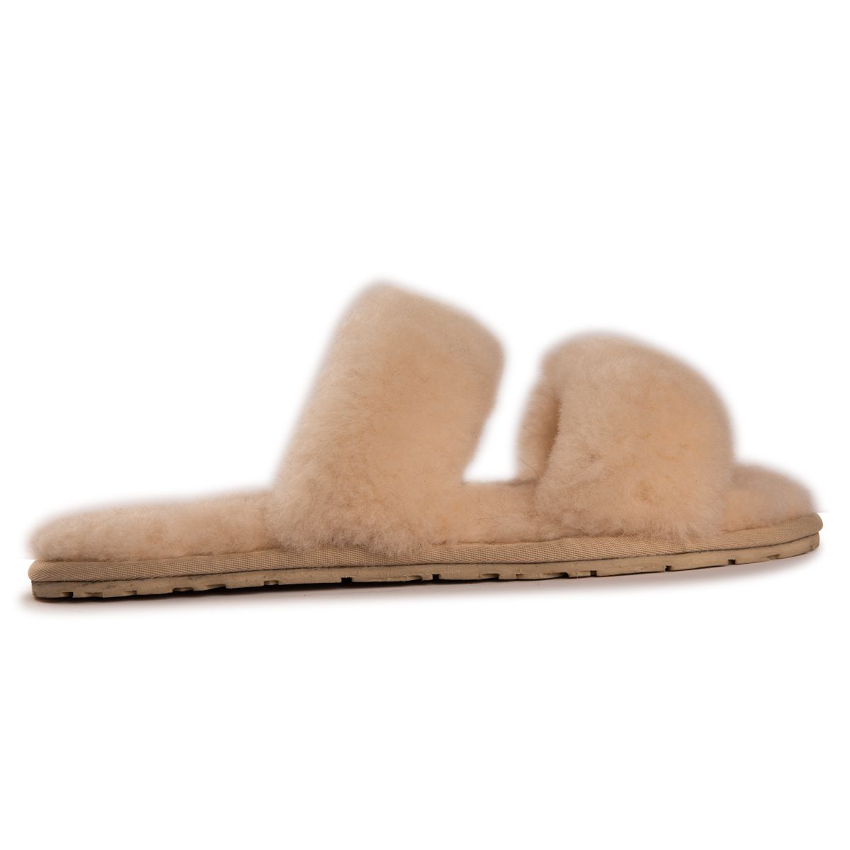 Plüschige Lammfell-Sandalen mit Doppelriemen