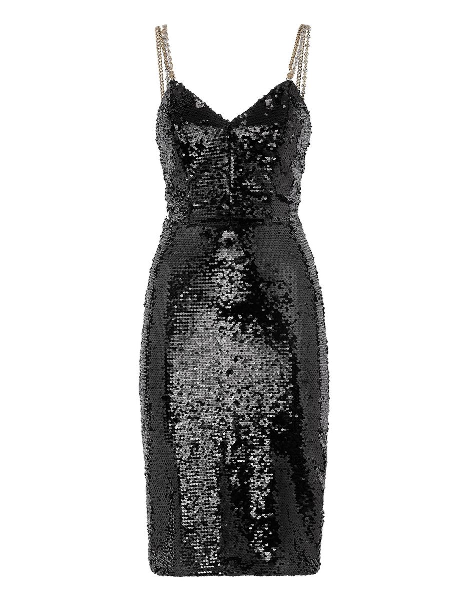 Pailletten-Slipkleid mit Schmuckträgern