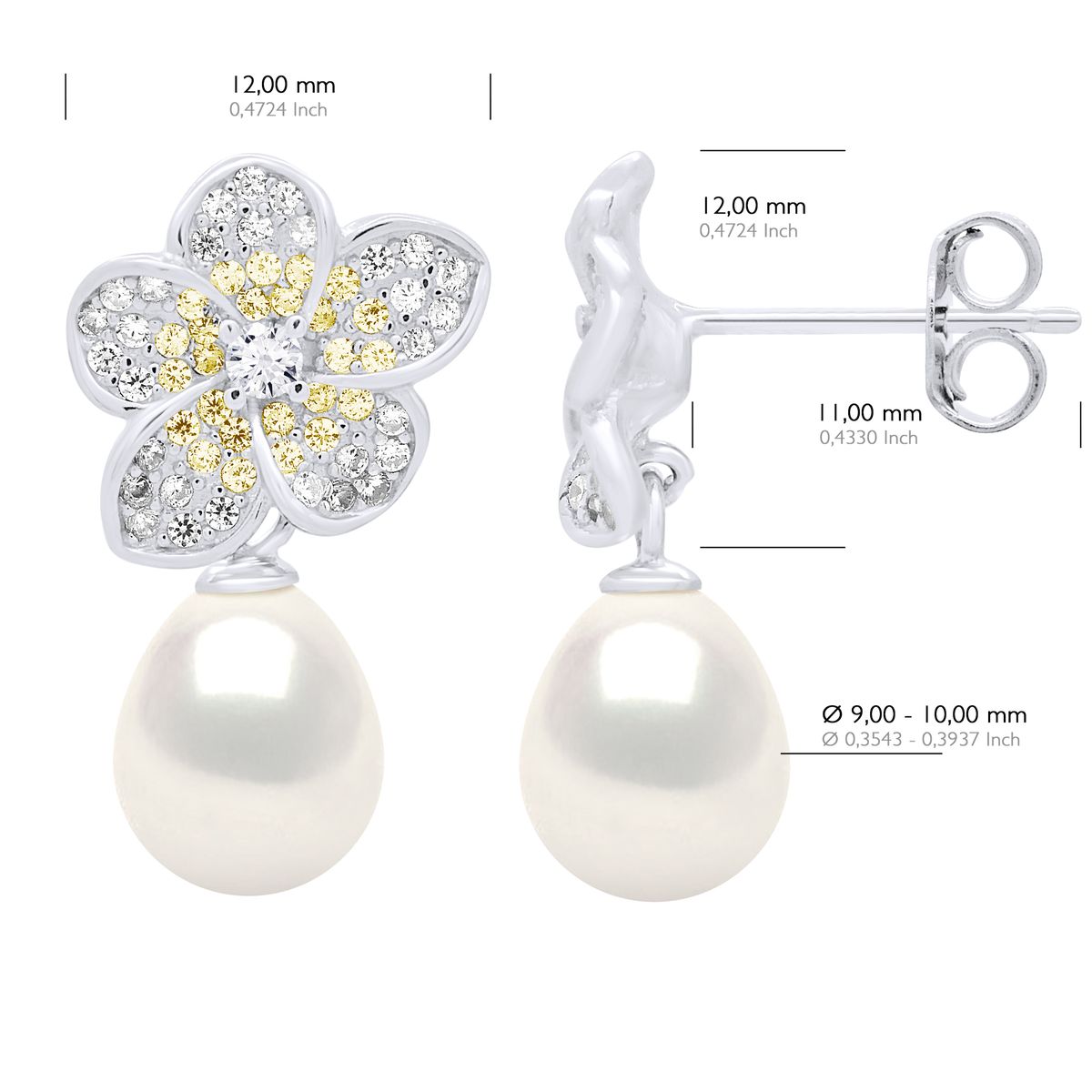 Perlen-Ohrhänger mit Blüten-Stecker