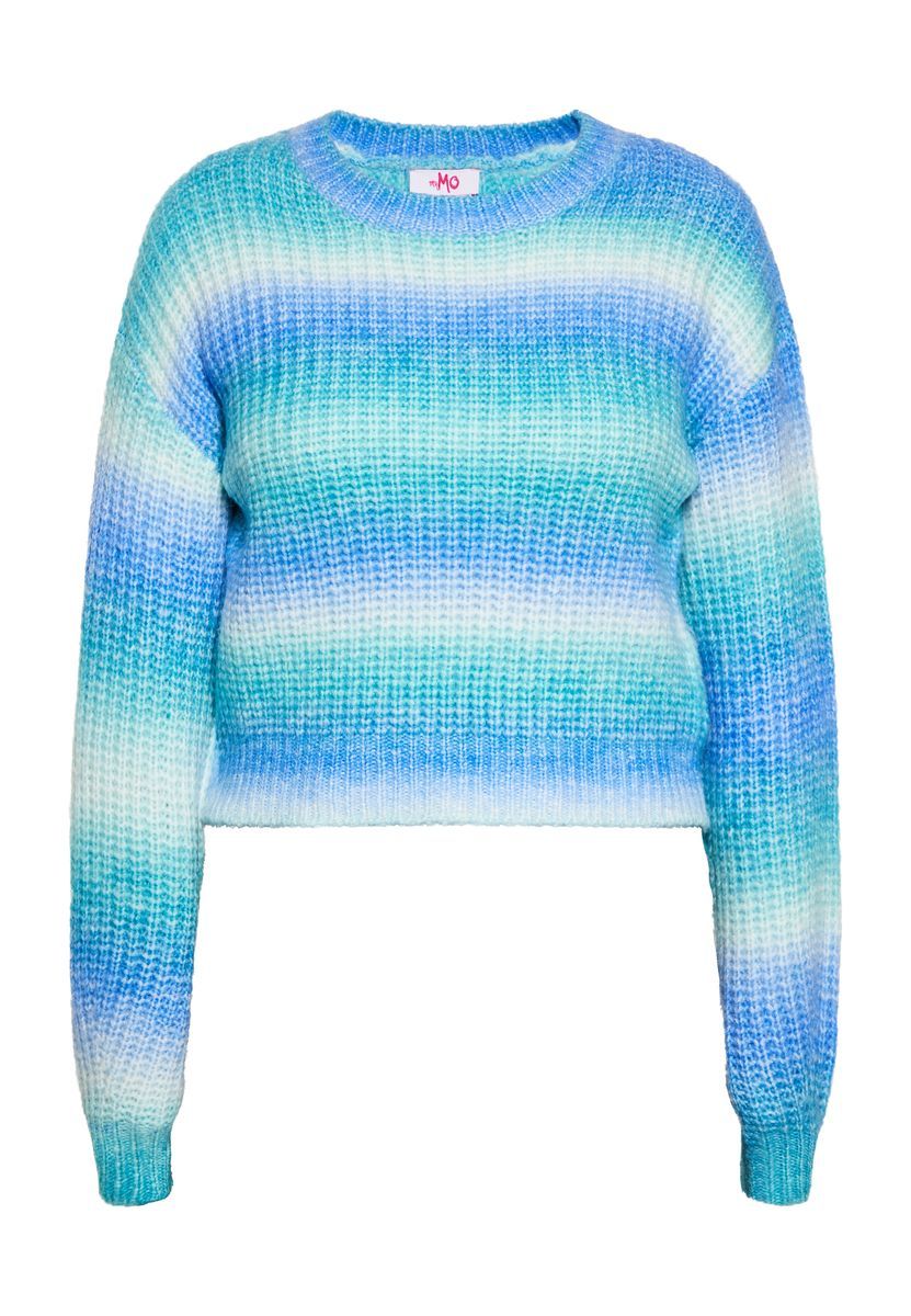 Verkürzter Strickpullover mit Ombre-Streifen