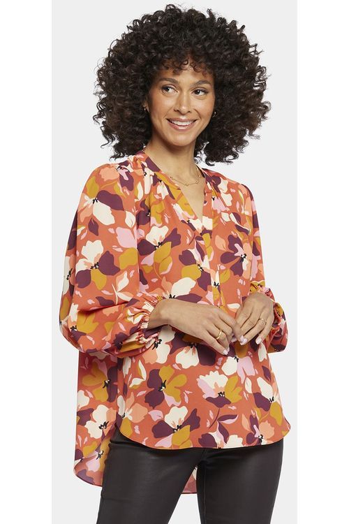 Bluse mit Blumenmuster und Puffärmeln