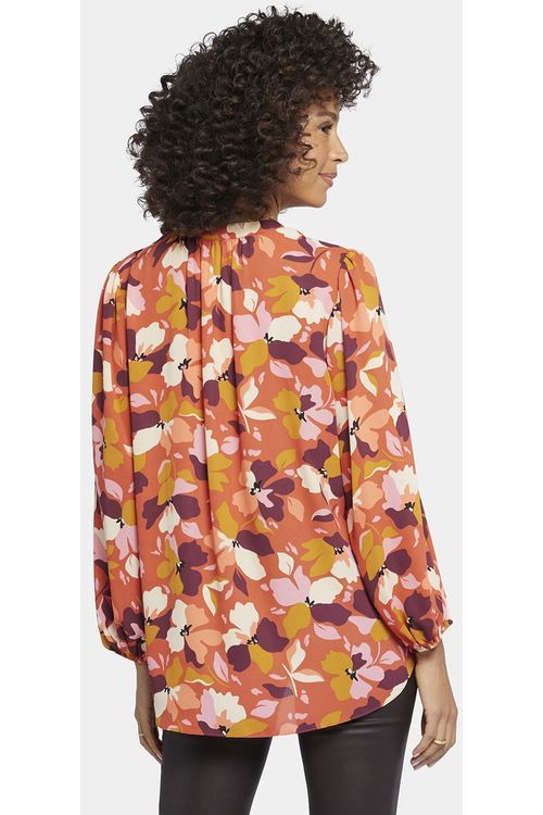 Bluse mit Blumenmuster und Puffärmeln