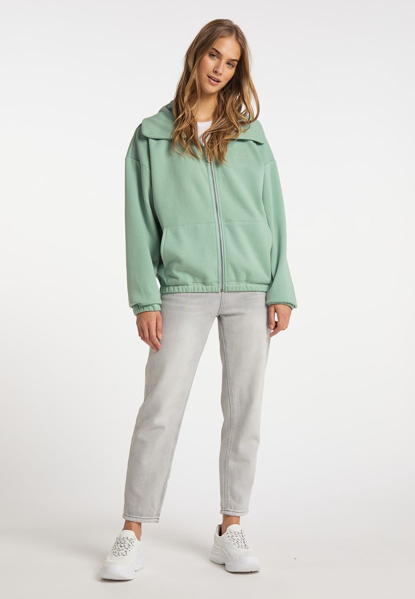 Oversized Sweatjacke mit weitem Kragen