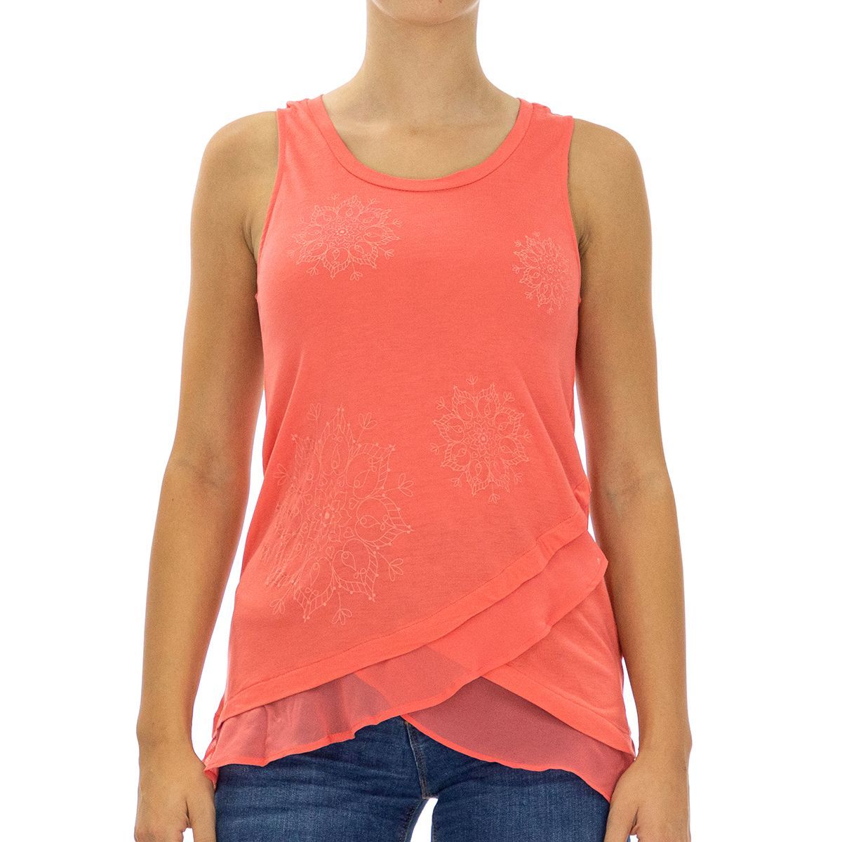 Lagen-Tank-Top mit Mandala-Stickerei