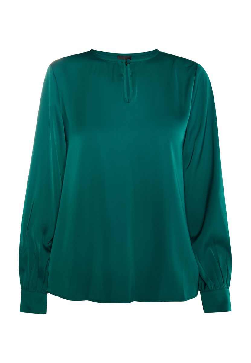 Glänzende Satinbluse mit Keyhole-Ausschnitt