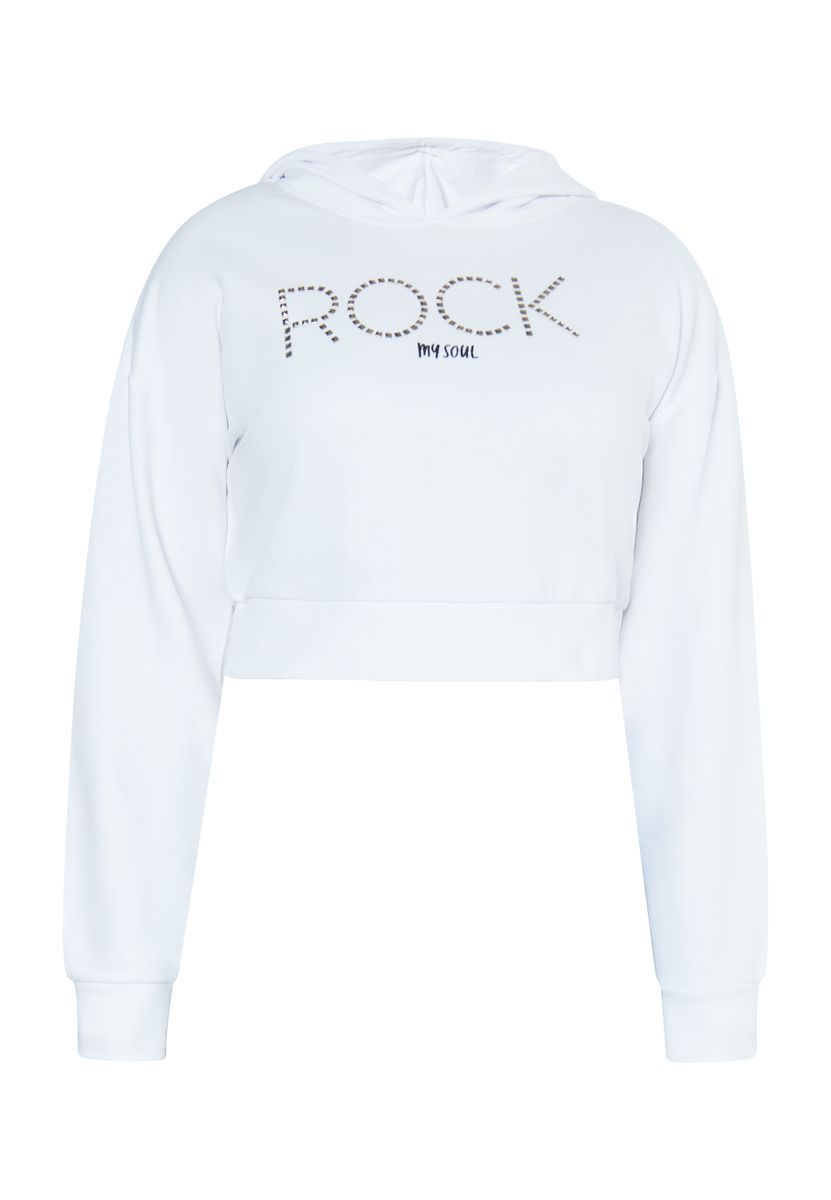 Kurzer Kapuzenpullover mit Rock-Grafik