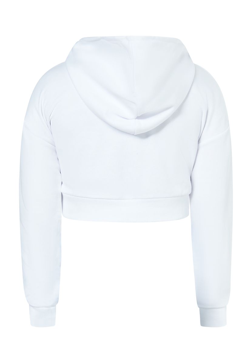 Kurzer Kapuzenpullover mit Rock-Grafik