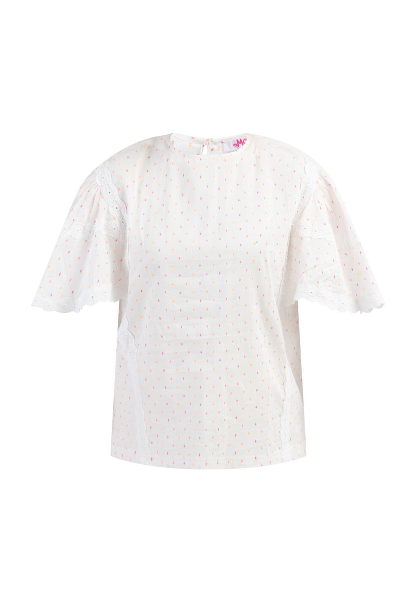 Gepunktete Bluse mit Flügelärmeln