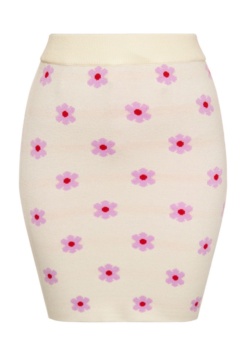Minirock mit floralem Jacquard-Muster