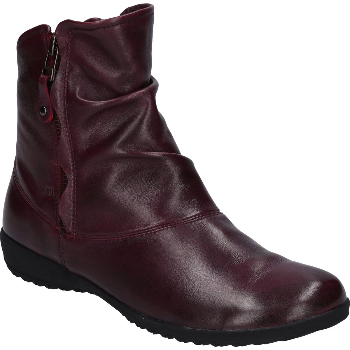 Geraffte Stiefeletten aus Nappaleder