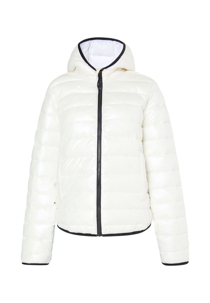 Glänzende Steppjacke mit Kapuze