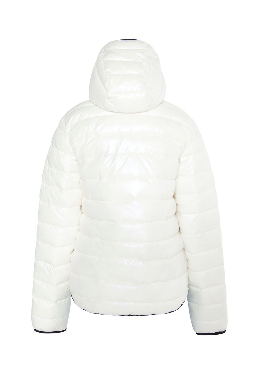 Glänzende Steppjacke mit Kapuze
