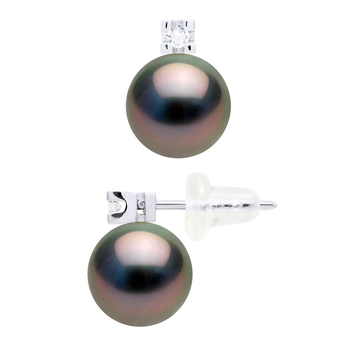 Tahitiperlen-Ohrstecker mit Diamanten