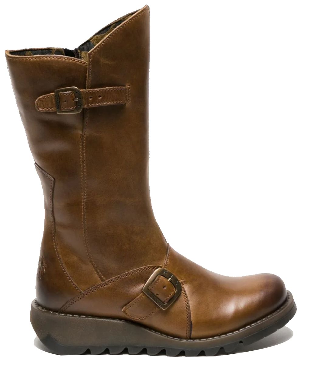 Mittelhohe Keilstiefel mit Schnallen