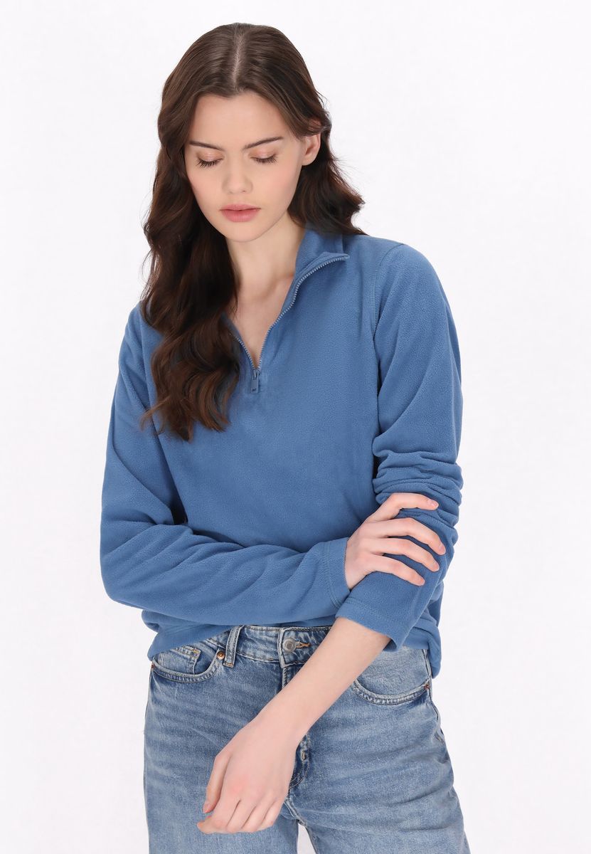 Fleece-Pullover mit halbem Reißverschluss