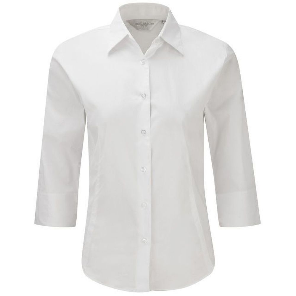 Taillierte Popeline-Bluse mit Dreiviertelarm