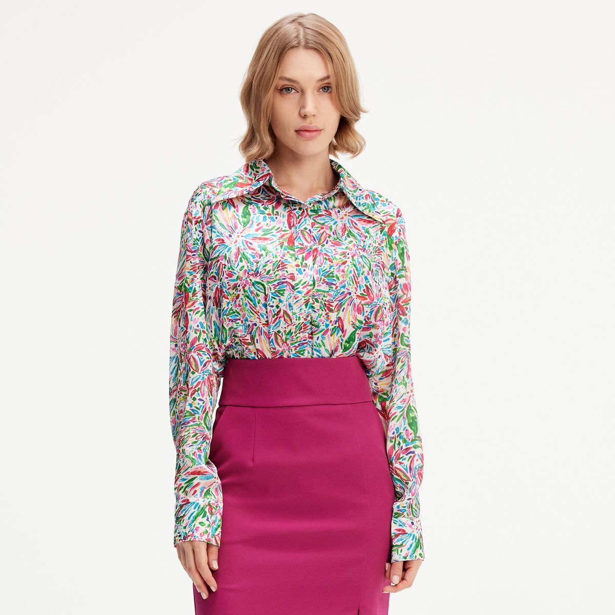 Bunte Bluse mit Liberty-Print