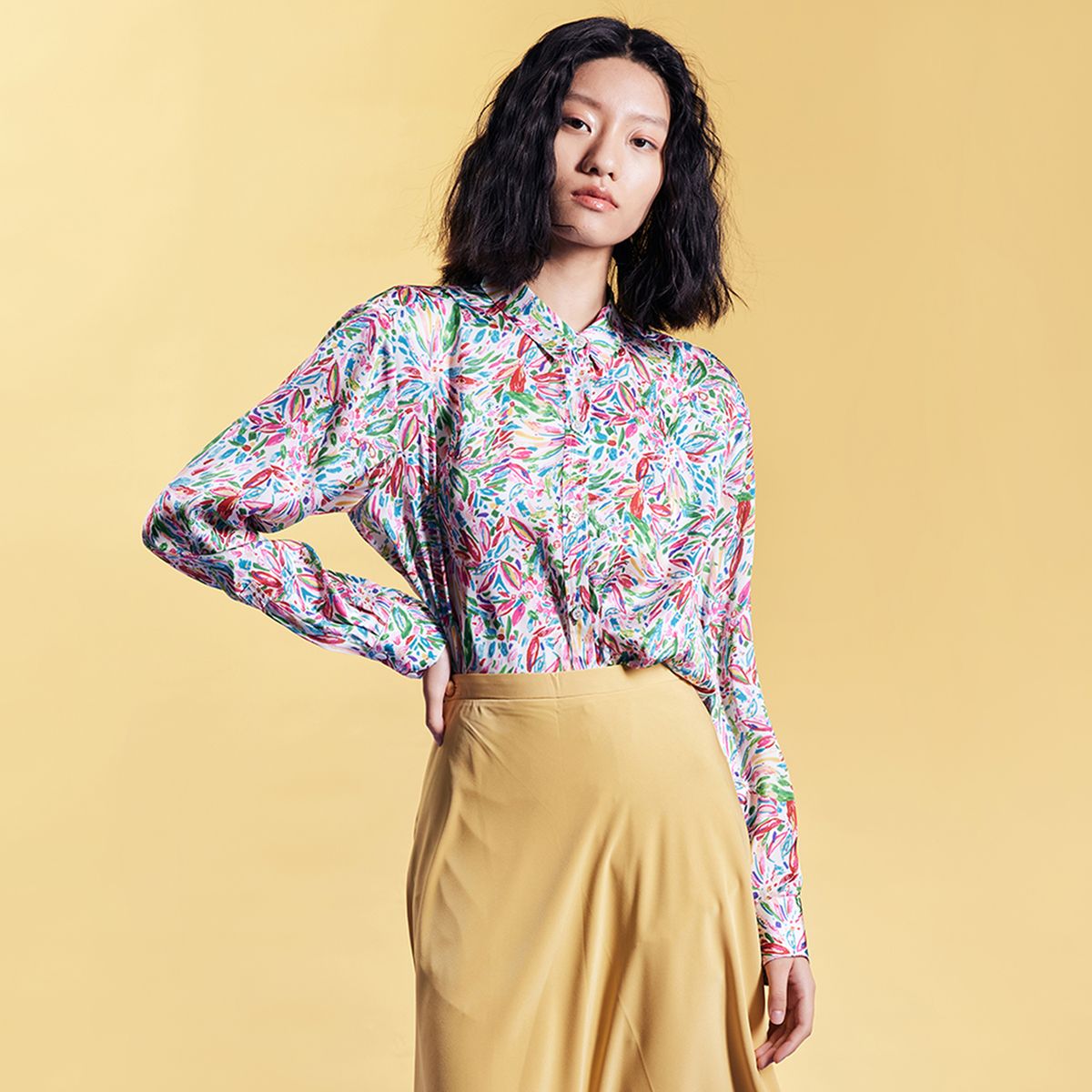Bunte Bluse mit Liberty-Print