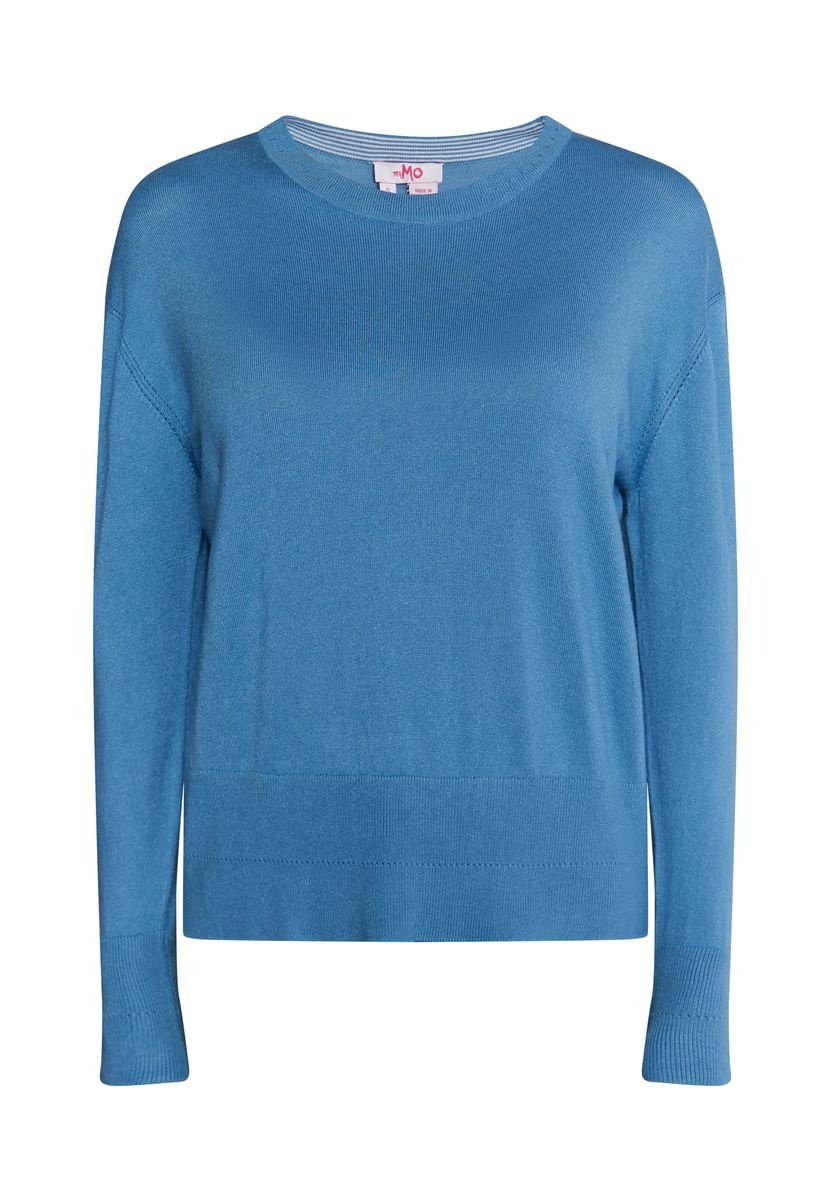 Verkürzter Rippstrick-Pullover mit Stehkragen
