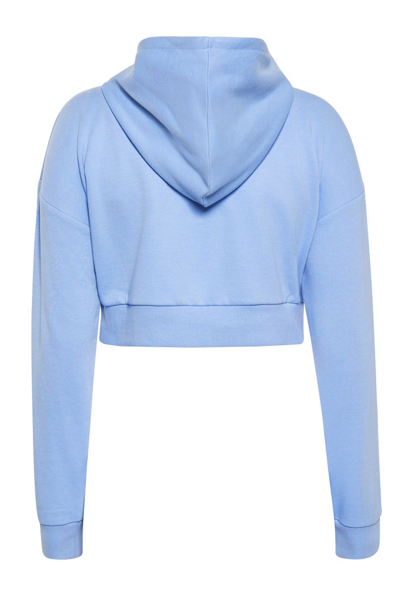 Kurzer Kapuzenpullover mit Rock-Verzierung