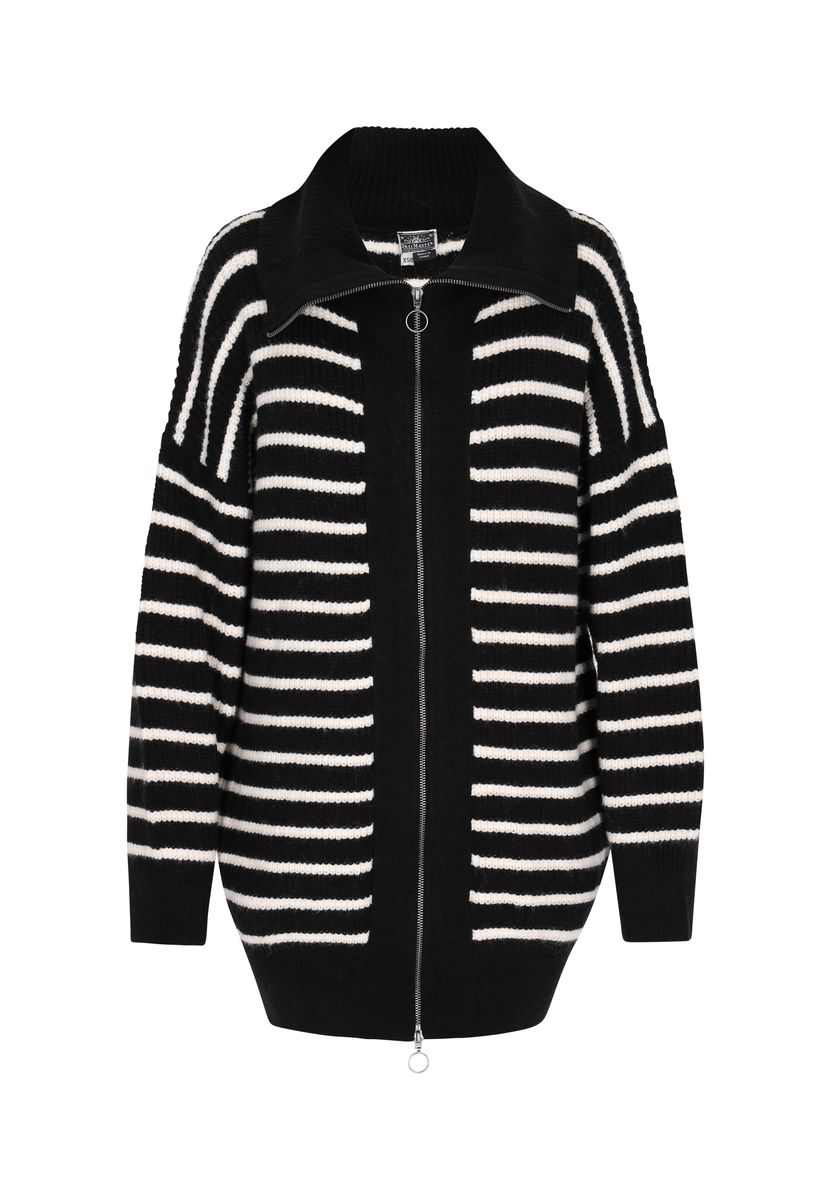 Gestreifter Oversized-Cardigan mit Reißverschluss