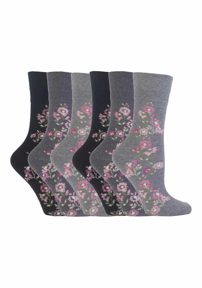 Socken mit Blumenmuster und Wabenrand