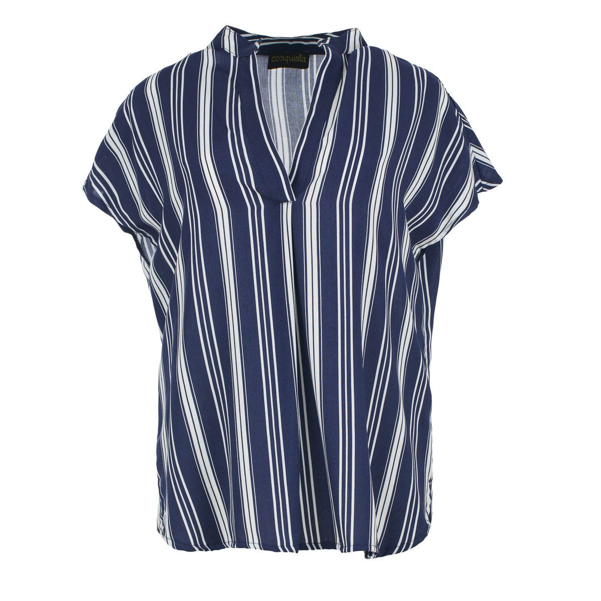 Nautische Viskosebluse mit Streifenmuster