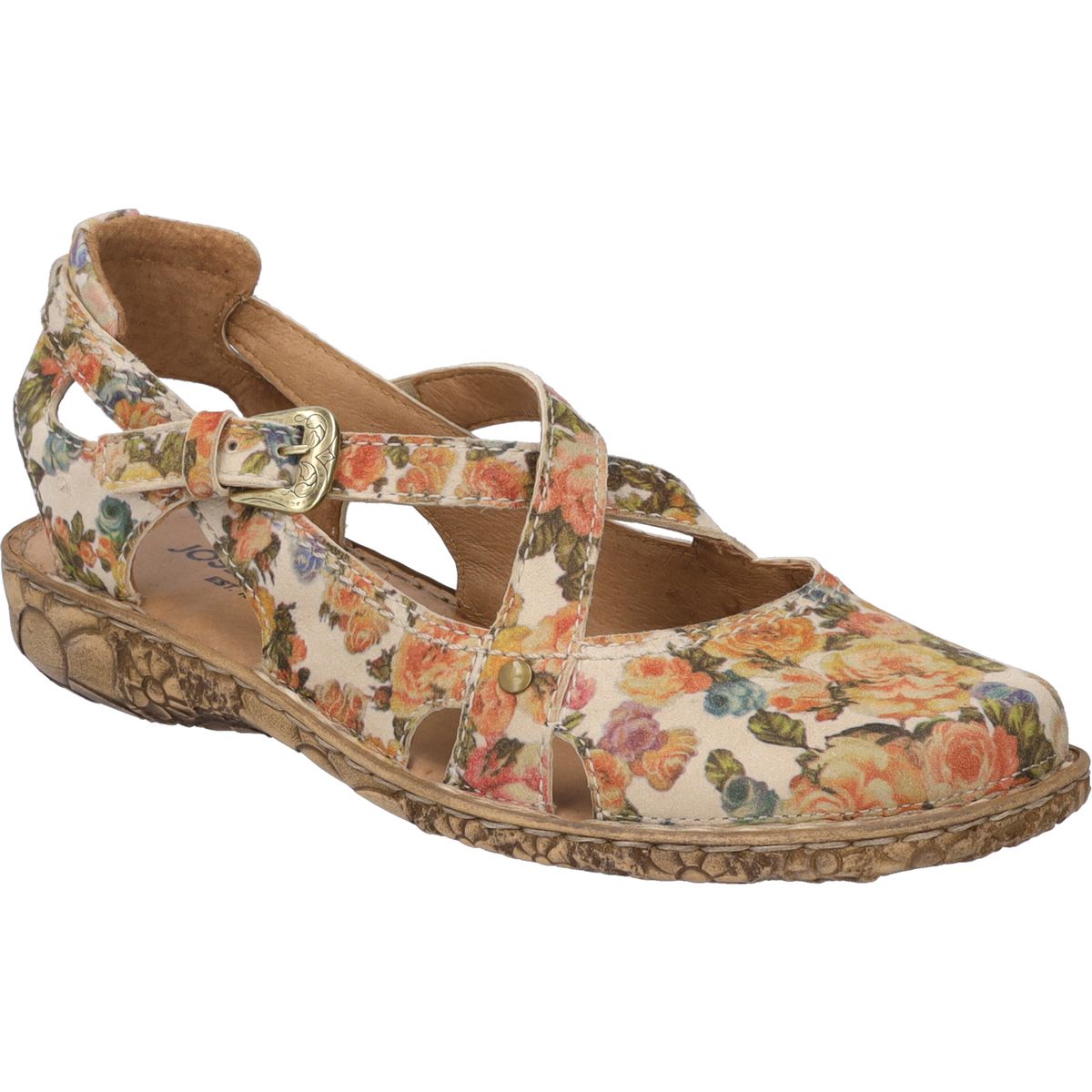 Ledersandalen mit floralem Muster