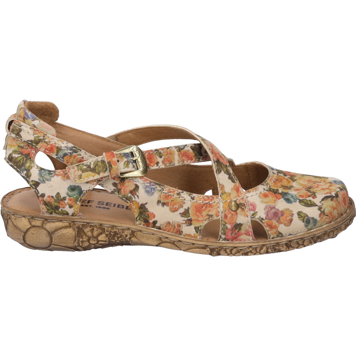 Ledersandalen mit floralem Muster