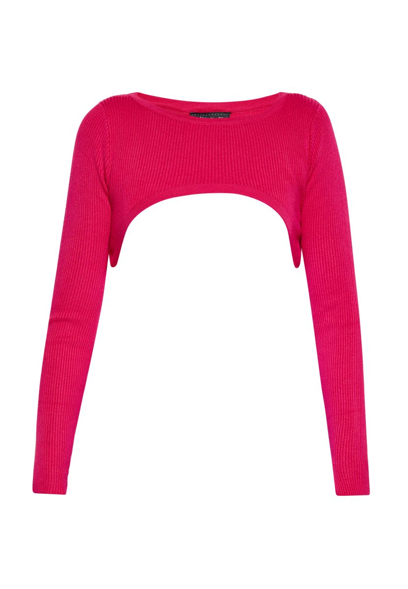 Gerippter langärmeliger Strick-Bolero