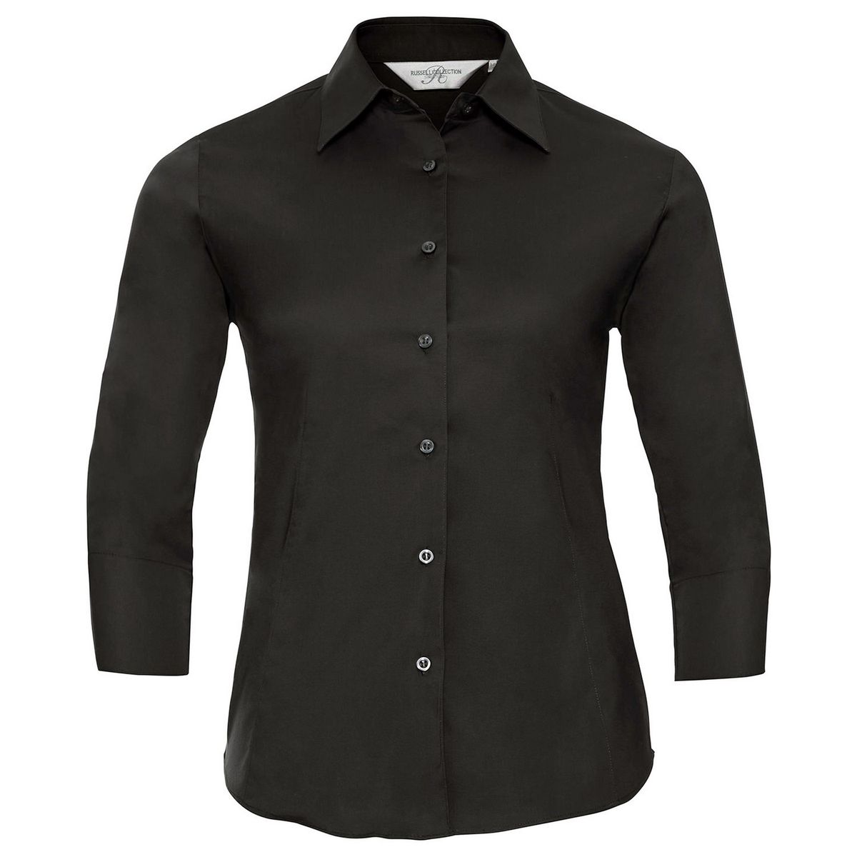 Stretch-Baumwollhemd mit 3/4-Ärmeln