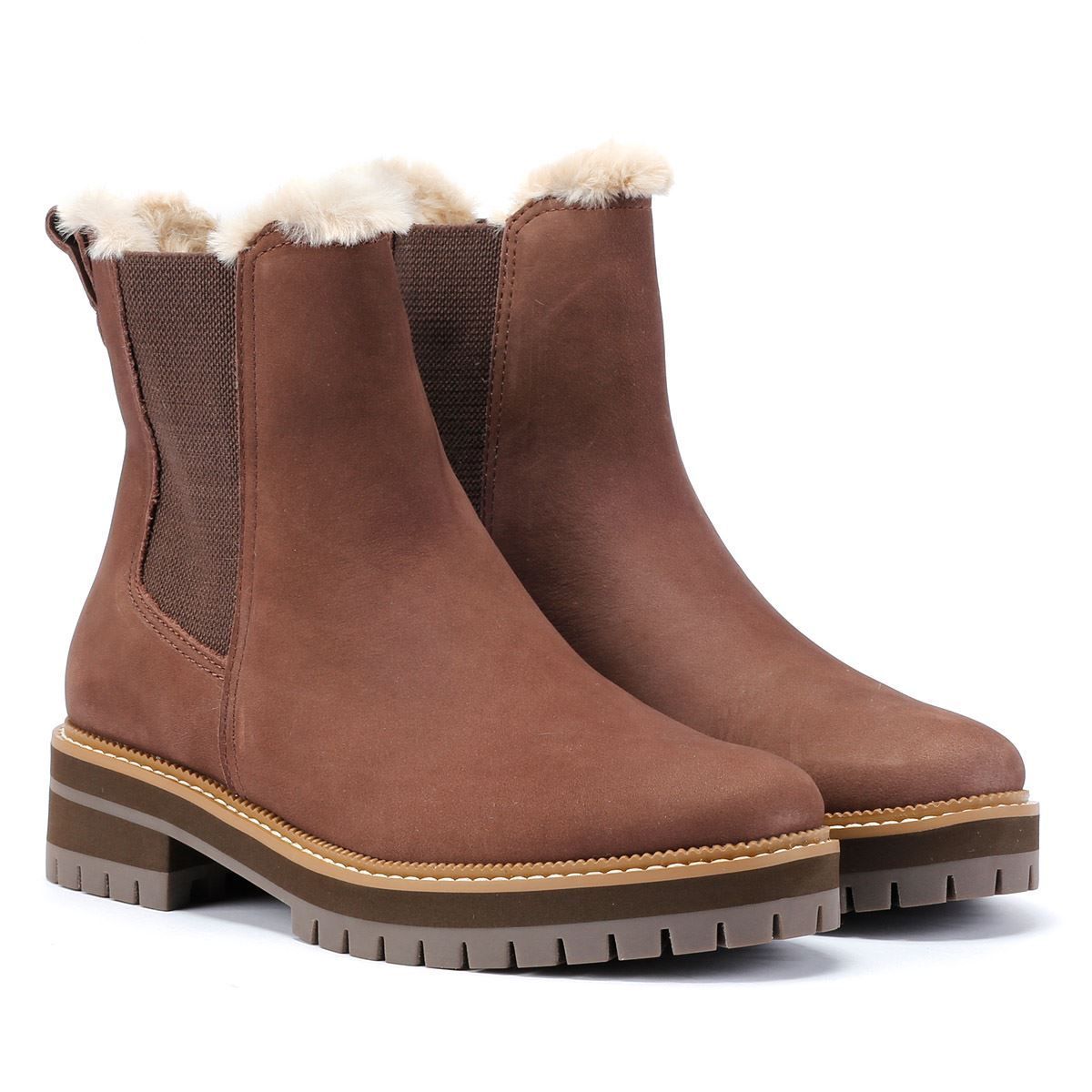 Nubuck-Chelsea-Boots mit Kunstfell
