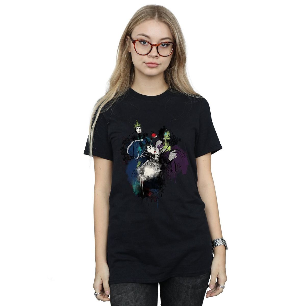 T-Shirt mit künstlerischem Disney-Bösewichte-Print