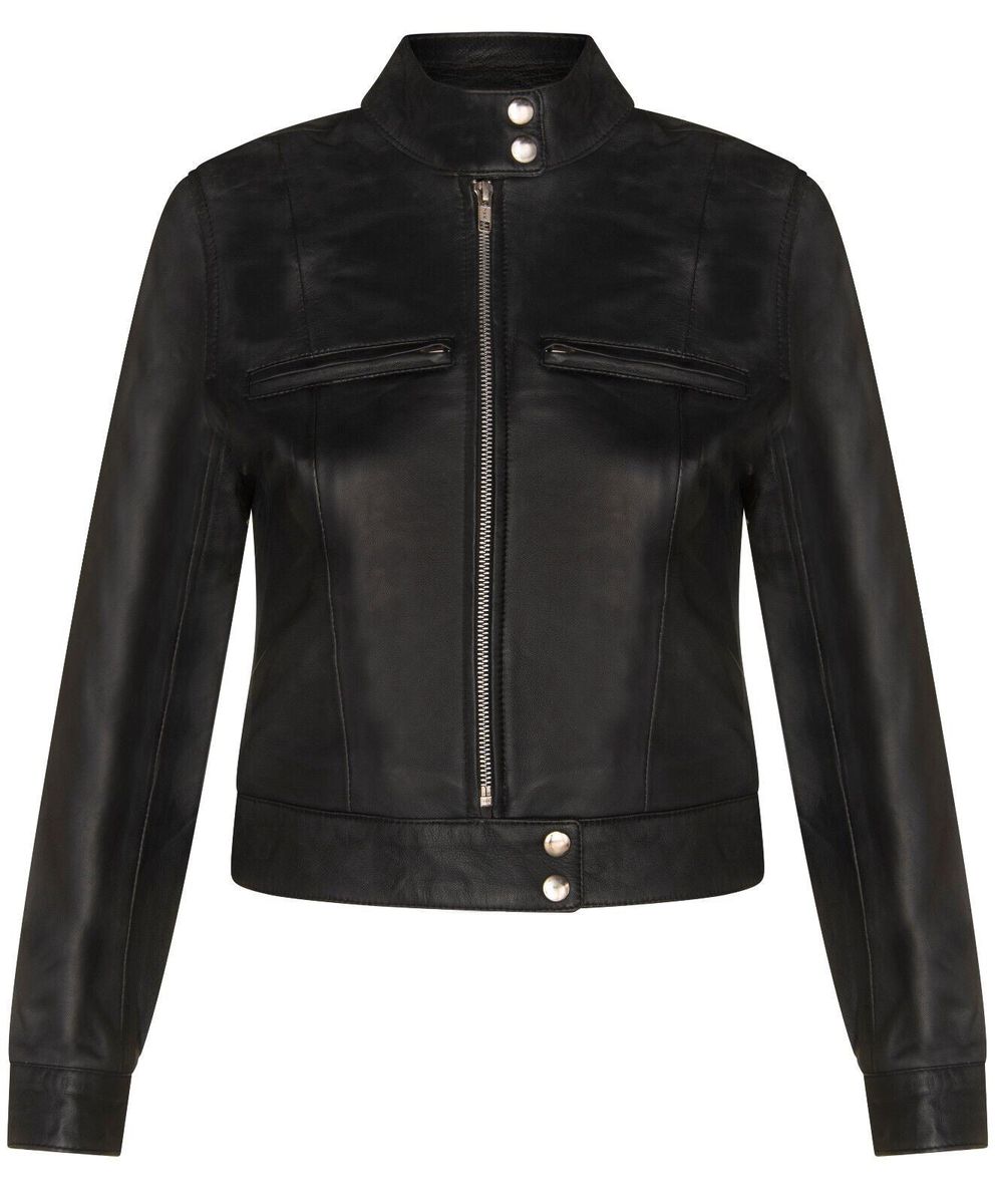 Schlichte Bikerjacke aus Leder