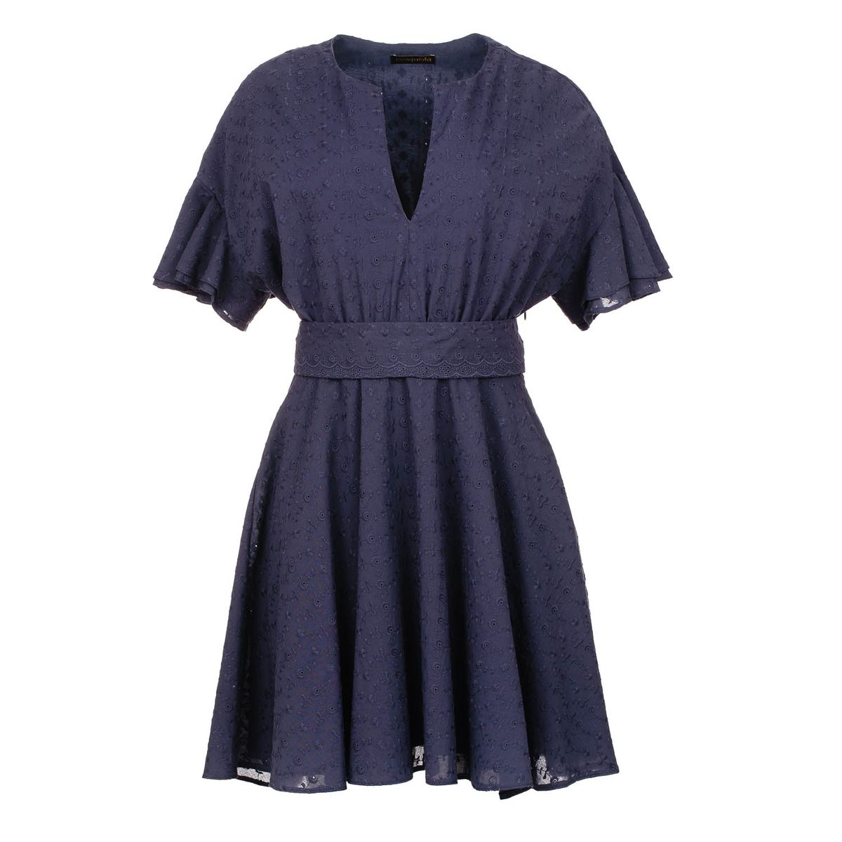 Besticktes Minikleid mit Rüschenärmeln