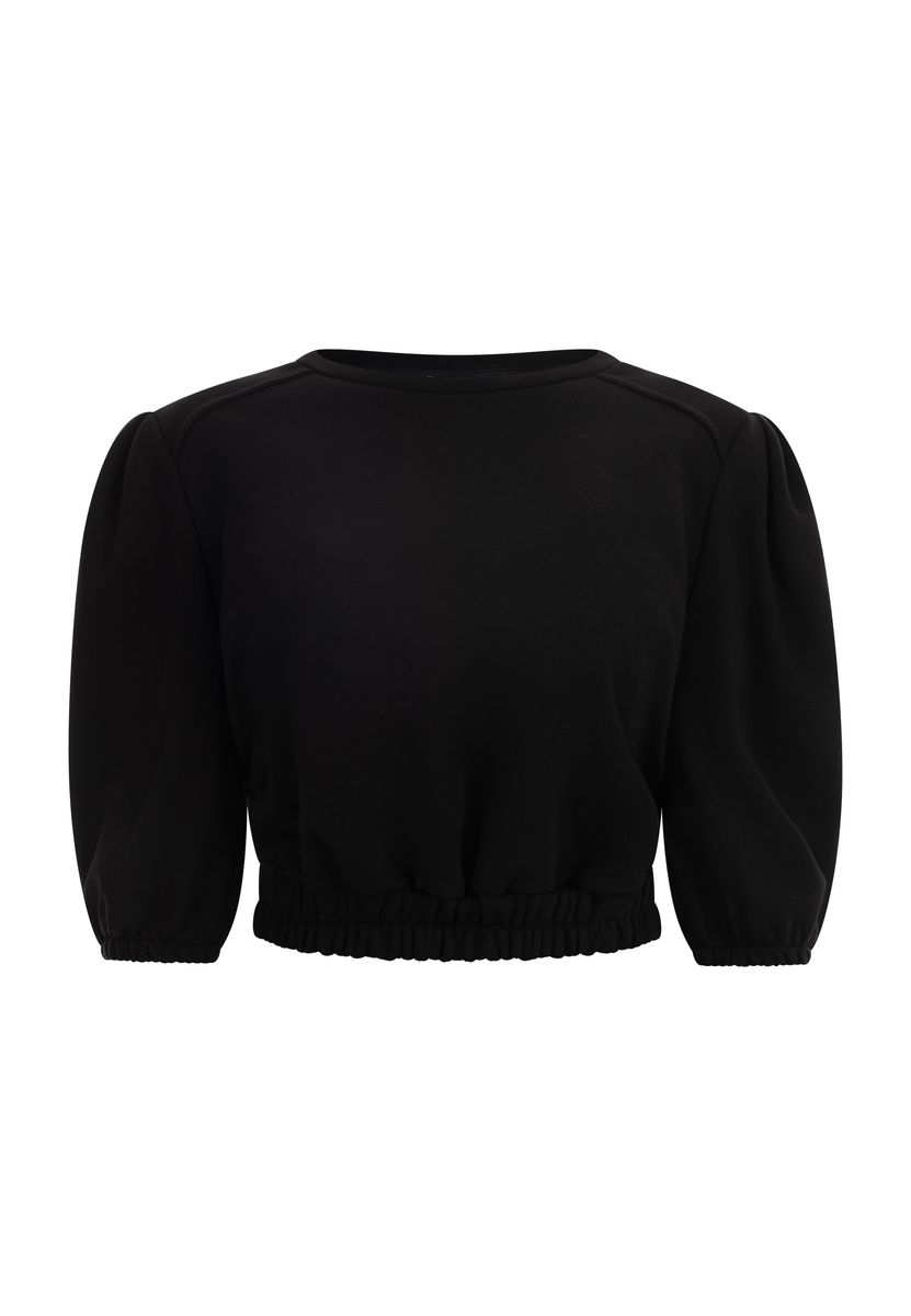 Cropped-Sweatshirt mit Puffärmeln