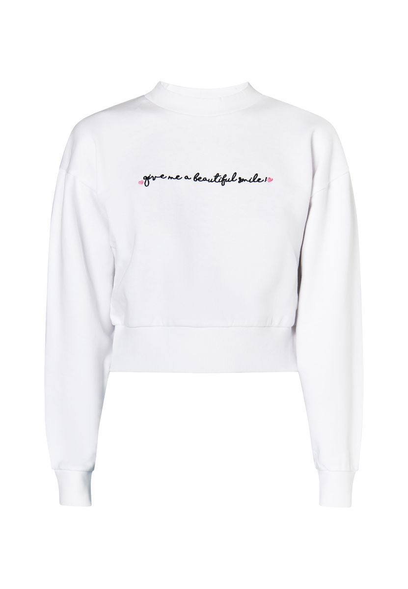 Cropped-Sweatshirt mit Statement-Stickerei