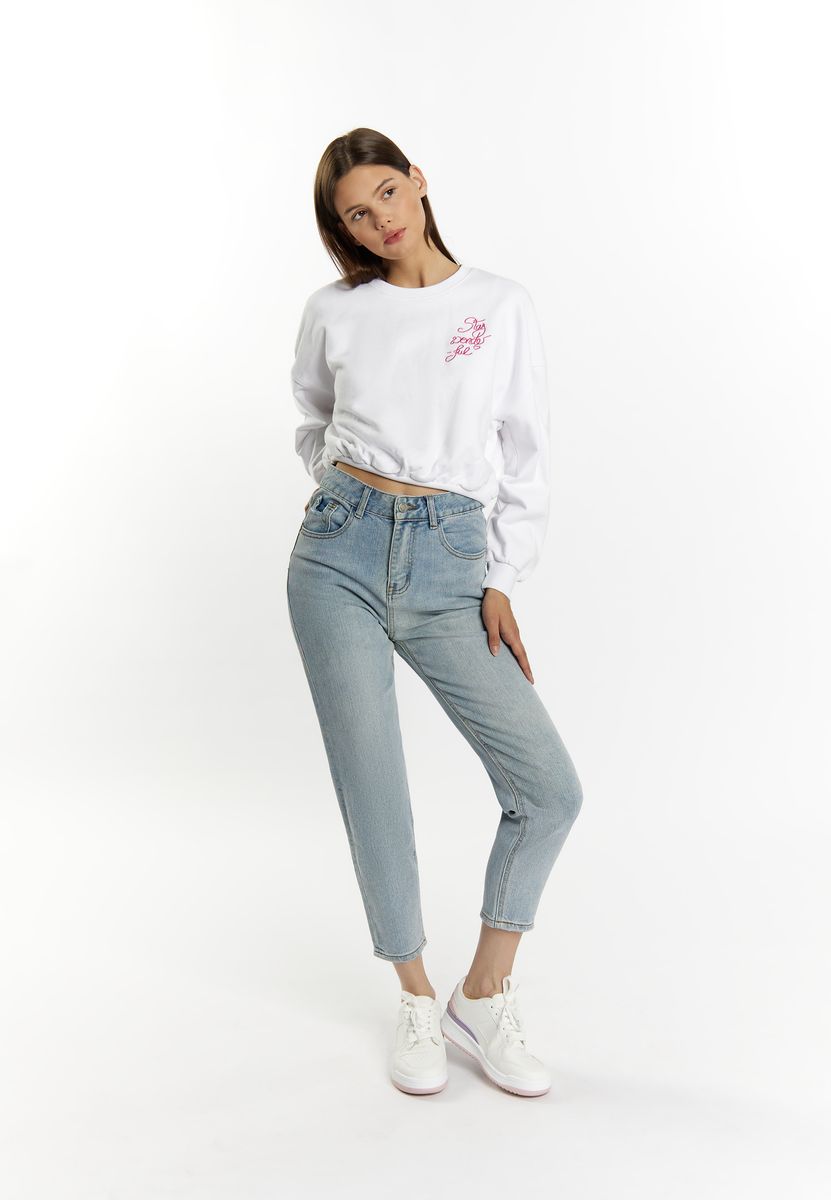 Cropped-Sweatshirt mit Statement-Stickerei