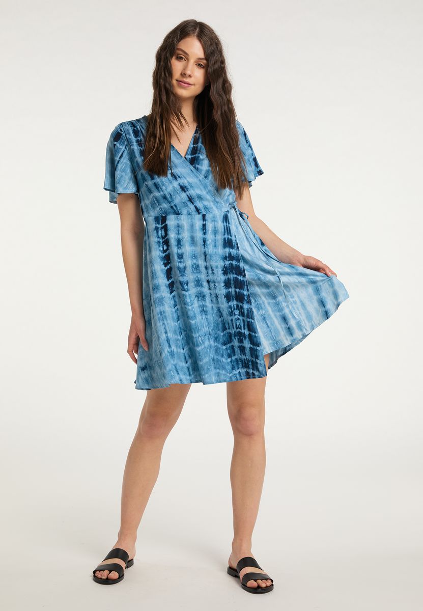 Boho-Wickelkleid mit Batikmuster