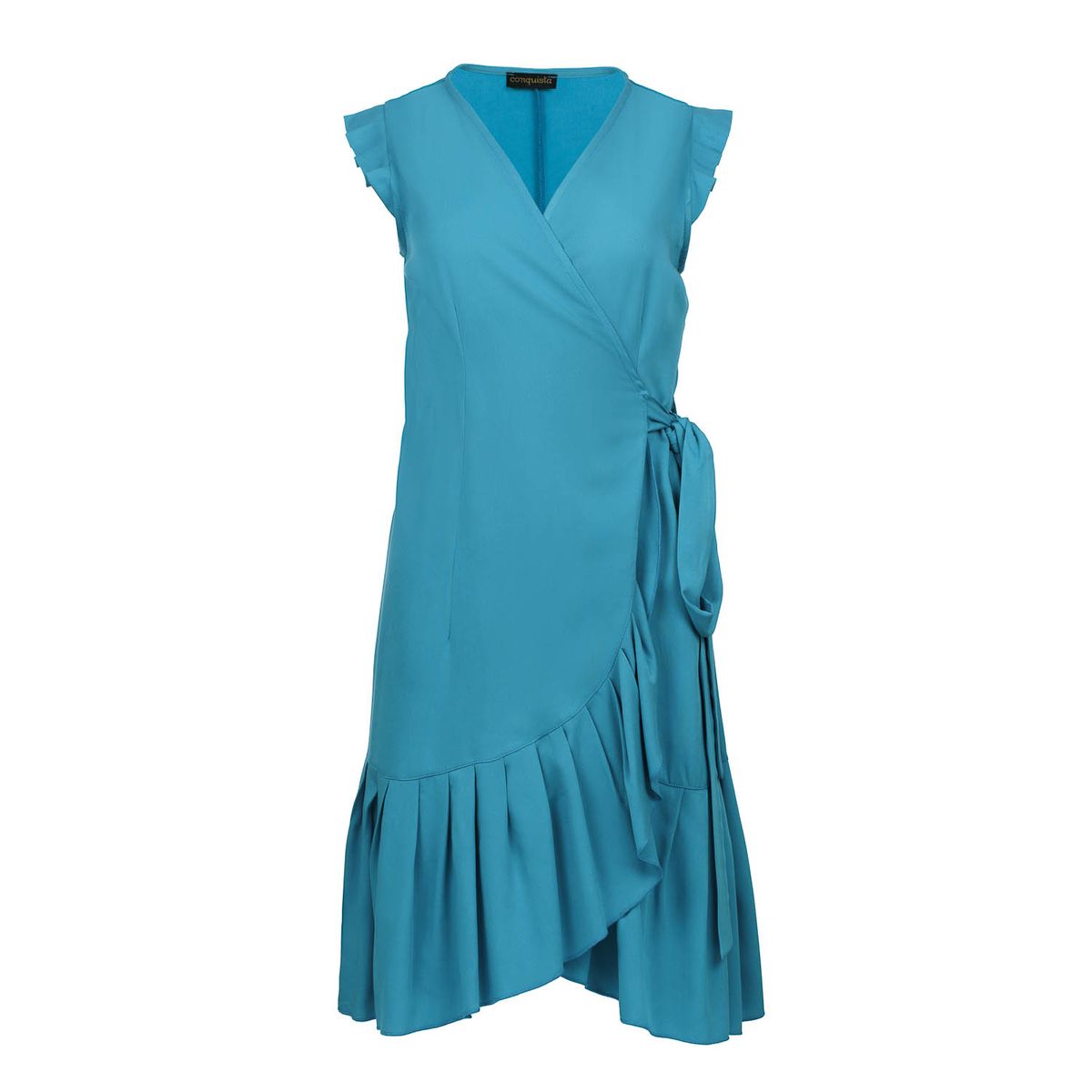 Wickel-Midikleid mit Rüschendetails