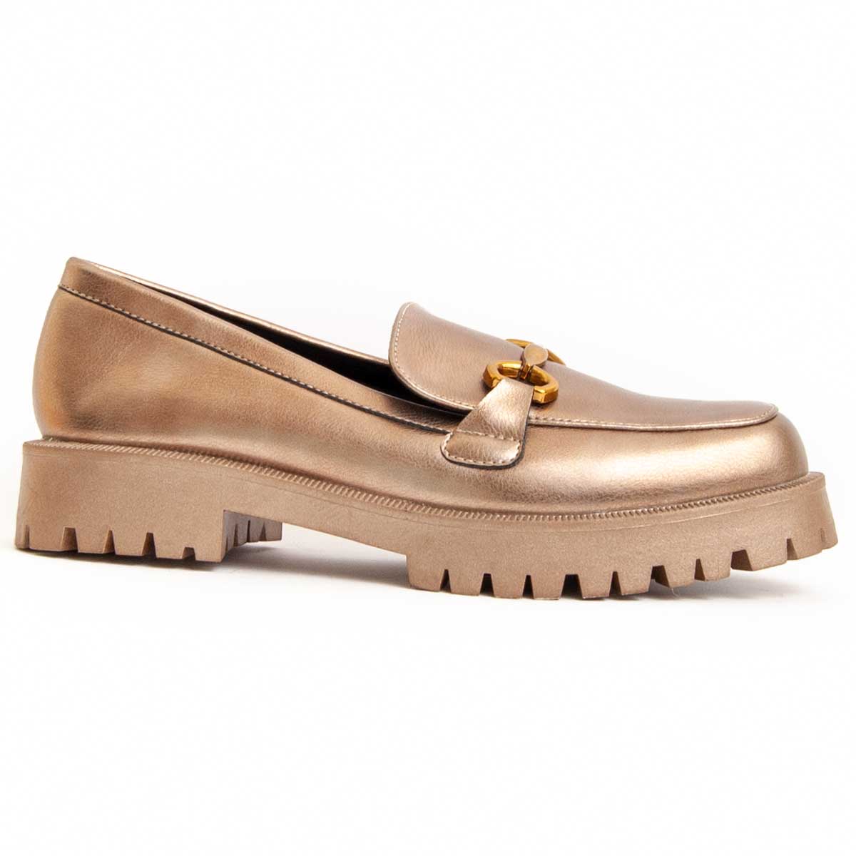 Chunky Metallic-Loafer mit Plateau