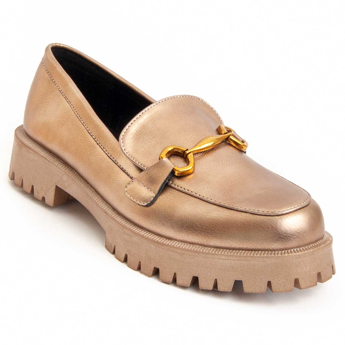 Chunky Metallic-Loafer mit Plateau