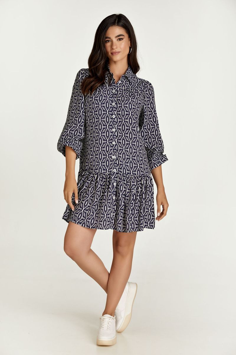 Hemdblusenkleid mit geometrischem Muster