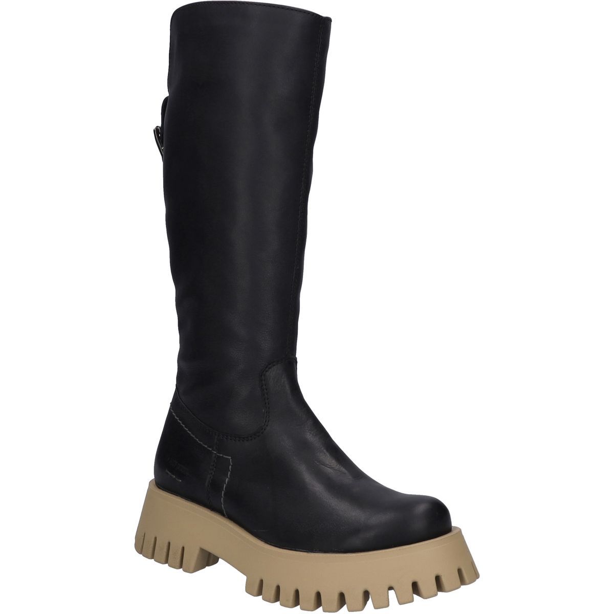 Kniehohe Plateaustiefel mit Profilsohle