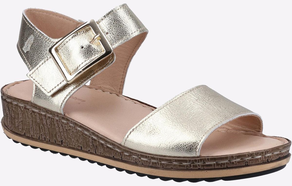 Elegante Metallic Leder-Keilsandalette
